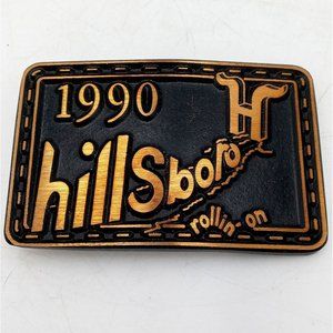 Rollin On Belt Buckle 1990 Vintage Hillsbro KS Trailer DynaBuckle Solid Brass Tr